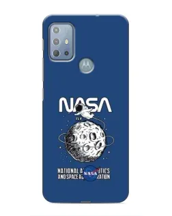 Чехол для Motorola MOTO G20 с картинкой «NASA — лунная миссия»