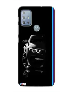 Чехол для Motorola MOTO G20 с картинкой «Силуэт BMW в темноте»