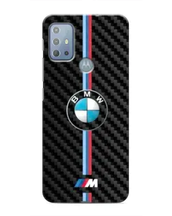 Чехол для Motorola MOTO G20 с картинкой «Эмблема BMW и карбон»