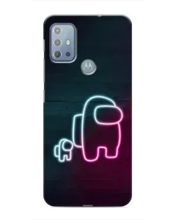 Чехол для Motorola MOTO G20 с картинкой «Among Us неон-арт»