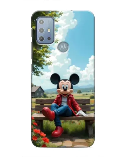 Чехол для Motorola MOTO G20 с картинкой «Микки на скамейке»