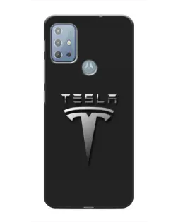 Чехол для Motorola MOTO G20 с картинкой «Стальной логотип Tesla»