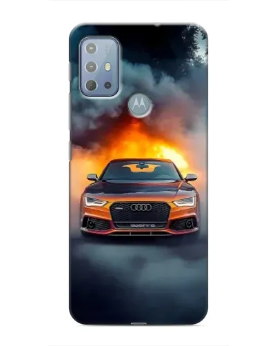 Чехол для Motorola MOTO G20 с картинкой «Audi в огненном дыму»