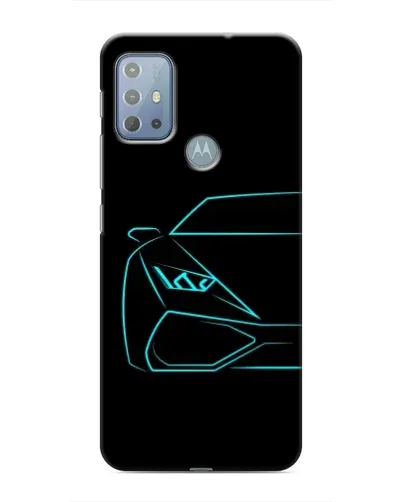 Чехол для Motorola MOTO G20 с картинкой «Голубой силуэт Lamborghini»