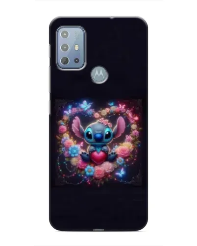 Чехол для Motorola MOTO G20 с картинкой «Stitch в цветах»