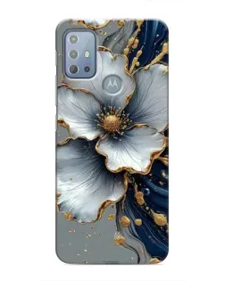 Чехол для Motorola MOTO G20 с картинкой «Белый цветок и золотой флюид»