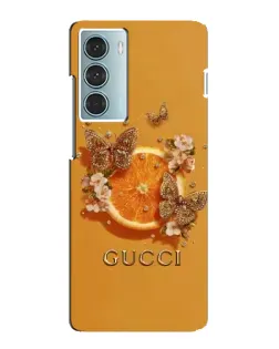 Чехол для Motorola MOTO G200 с картинкой «Gucci — золотые бабочки»