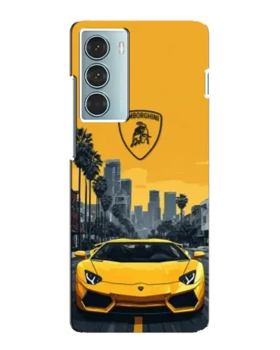Чехол для Motorola MOTO G200 с картинкой «Желтый Lamborghini город»