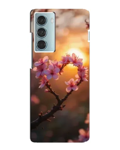 Чехол для Motorola MOTO G200 с картинкой «Розовый цвет сердце на фоне заката»