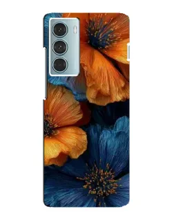 Чехол для Motorola MOTO G200 с картинкой «Яркая сине-оранжевая флора»