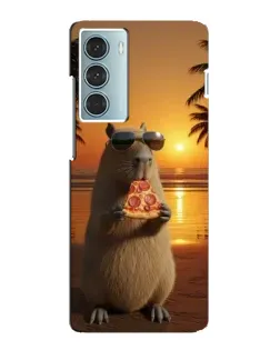 Чехол для Motorola MOTO G200 с картинкой «Капибара с пиццей»