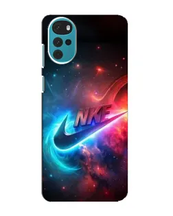 Чехол для Motorola MOTO G22 с картинкой «Огненный логотип Nike»