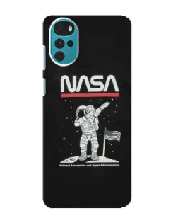 Чехол для Motorola MOTO G22 с картинкой «NASA — шагаем по Луне»
