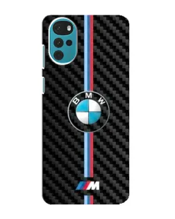 Чохол для Motorola MOTO G22 з картинкою «Емблема BMW та карбон»