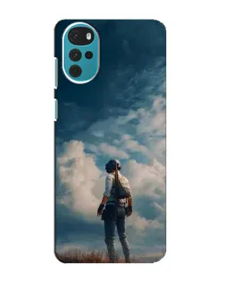 Чохол для Motorola MOTO G22 з картинкою «Герой PUBG на скелі»