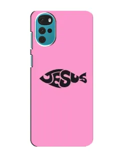 Чехол для Motorola MOTO G22 с картинкой «Розовый символ  Jesus»