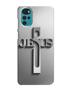Чехол для Motorola MOTO G22 с картинкой «Металлический крест Jesus»
