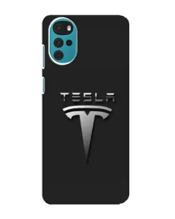 Чехол для Motorola MOTO G22 с картинкой «Стальной логотип Tesla»