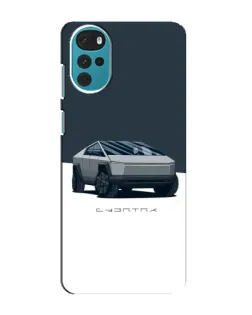Чехол для Motorola MOTO G22 с картинкой «Серебристый Cybertruck Tesla»