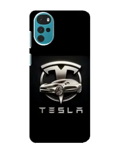 Чехол для Motorola MOTO G22 с картинкой «Tesla — серебристое авто»