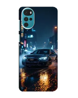 Чехол для Motorola MOTO G22 с картинкой «Ночной город и Audi»