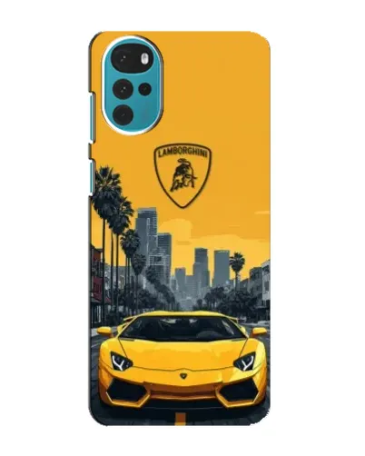 Чехол для Motorola MOTO G22 с картинкой «Желтый Lamborghini город» Чехол для Motorola MOTO G22 с картинкой «Желтый Lamborghini город»
