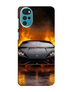 Чехол для Motorola MOTO G22 с картинкой «Lamborghini в огне»
