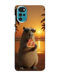 Чехол для Motorola MOTO G22 с картинкой «Капибара с пиццей»