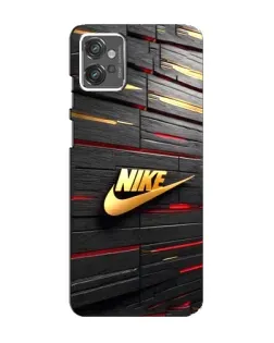 Чехол для Motorola MOTO G23 с картинкой «Золотой Nike на металле»