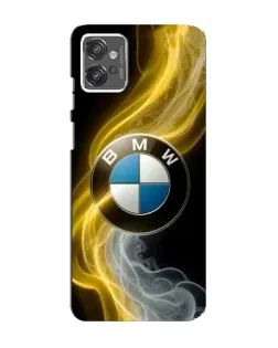 Чехол для Motorola MOTO G23 с картинкой «Золотистый дым BMW»