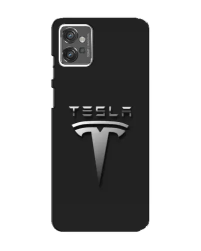 Чехол для Motorola MOTO G23 с картинкой «Стальной логотип Tesla»