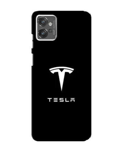 Чехол для Motorola MOTO G23 с картинкой «Tesla White Logo»