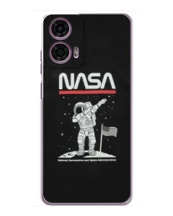 Чехол для Motorola MOTO G24 Power с картинкой «NASA — шагаем по Луне»