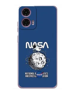 Чехол для Motorola MOTO G24 Power с картинкой «NASA — лунная миссия»