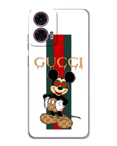 Чехол для Motorola MOTO G24 Power с картинкой «Микки Маус Gucci — полосы»