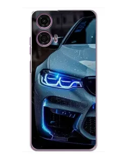 Чехол для Motorola MOTO G24 Power с картинкой «Взгляд BMW с синими фарами»