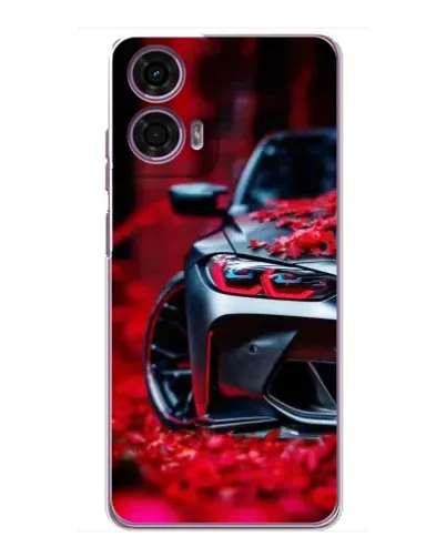 Чехол для Motorola MOTO G24 Power с картинкой «Спортивная BMW и цветы»