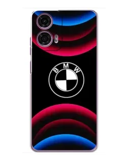 Чехол для Motorola MOTO G24 Power с картинкой «Логотип BMW и неоновые дуги»