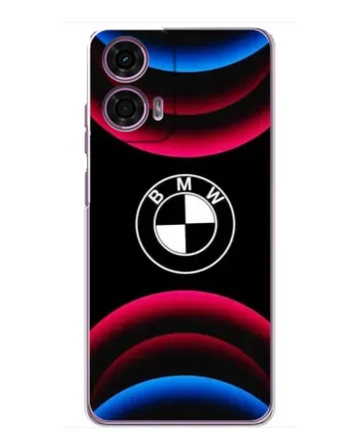 Чехол для Motorola MOTO G24 Power с картинкой «Логотип BMW и неоновые дуги»