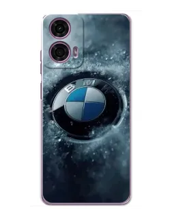 Чехол для Motorola MOTO G24 Power с картинкой «Логотип BMW — лед»