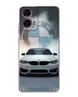 Чехол для Motorola MOTO G24 Power с картинкой «BMW в белом дыму»