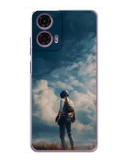 Чехол для Motorola MOTO G24 Power с картинкой «Герой PUBG на скале»