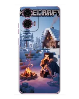 Чехол для Motorola MOTO G24 Power с картинкой «Зимний Minecraft»