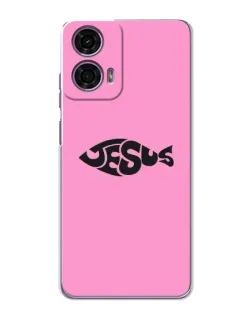 Чехол для Motorola MOTO G24 Power с картинкой «Розовый символ  Jesus»
