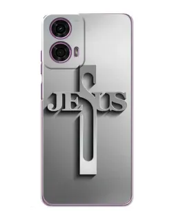Чехол для Motorola MOTO G24 Power с картинкой «Металлический крест Jesus»