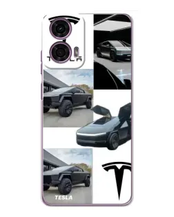 Чохол для Motorola MOTO G24 Power з картинкою «Колаж Cybertruck Tesla»