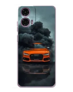 Чехол для Motorola MOTO G24 Power с картинкой «Audi в облаках дыма»
