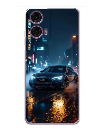 Чехол для Motorola MOTO G24 Power с картинкой «Ночной город и Audi»