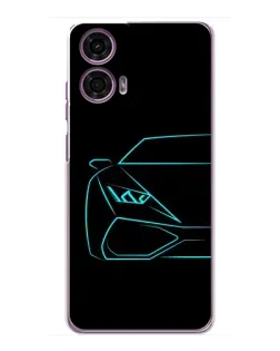 Чехол для Motorola MOTO G24 Power с картинкой «Голубой силуэт Lamborghini»