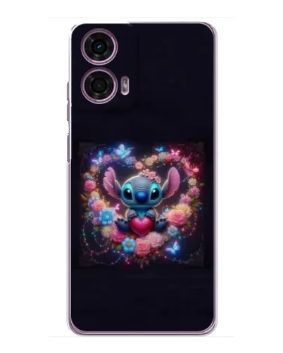 Чехол для Motorola MOTO G24 Power с картинкой «Stitch в цветах»